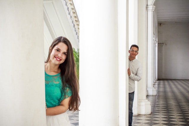 Couple inspecting overseas property